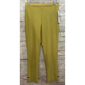 IC BY CONNIE K Womens M Mustard Elastic Waist Pull On Pant Slit Hem Bow Pearl